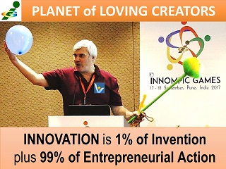 Innovation is 1% invention plus 99% entrepreneurial action VadiK quotes