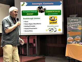 Vadim Kotelnikov making presentation 1st Innompivc Games Malaysia IPMA 2018