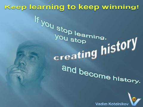 VadiK keep learning quote how to be a winner, messageful image