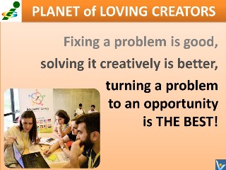 Problem solving strategies turn problems to opportunities Vadim Kotelnikov quotes Innompic Games Planet of Loving Creators