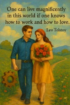 Love is peace. Leo Tolstoy Illustrated quotes on love