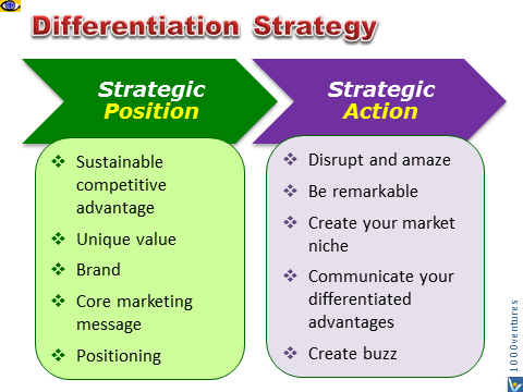 Differentiation Strategy - strategic position, brand, positioning, strategic action, market niche, remarkability