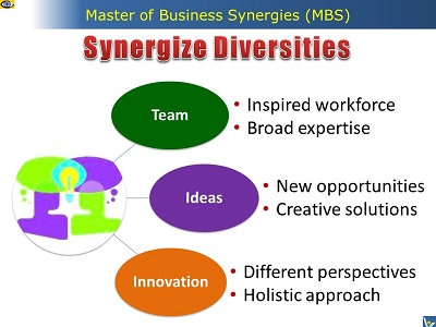 Synergize Diversities: Synergistic Team, Ideas, Innovation, Master of Business Synergies, MBS, e-coach