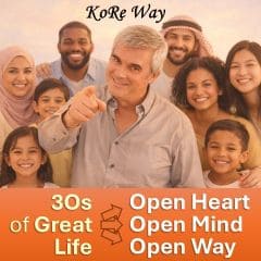 The 3Os of Great Life are Open Heart, Open Mind, and Open Way. This is the KoRe Life-Design Way by Vadim Kotelnikov (VadiK)