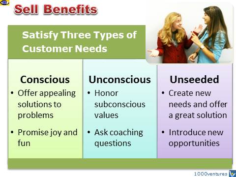 How To Sell Benefits: Satisfy Customer Needs - Conscious, Unconscious, Unseeded