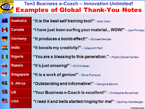 Ten3 Business e-Coach - best source of inspiration for life and business - global Thank-You Notes