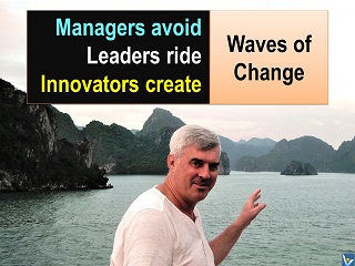 Best chnage quotes Waves of Change manageers avoid leaders ride innovators create Vadim Kotelnikov